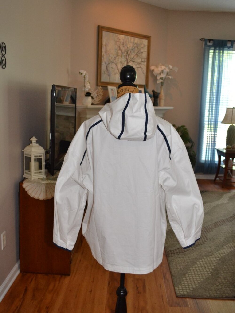 Tuckernuck Tnuck Sport White Navy Water Repellant Nantucket Anorak Jacket, XL - Picture 7 of 13
